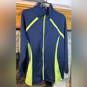 Royal & lime green athletic jacket, Liz & me like new